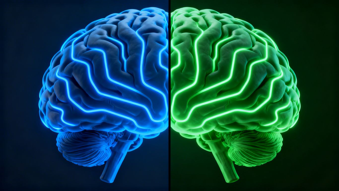 Comparing two glowing brains for cognitive enhancement.