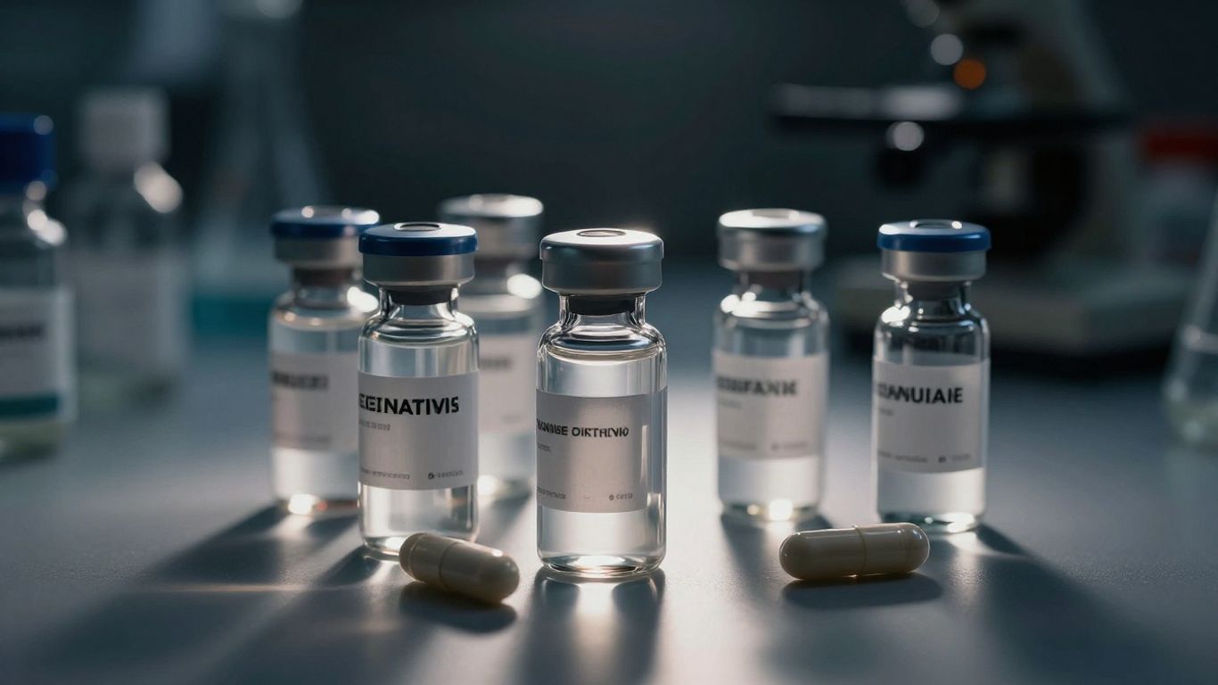 Vials and capsules of performance enhancers.